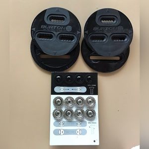 Burton M6 are:Flex snowboard hardware set with base plates